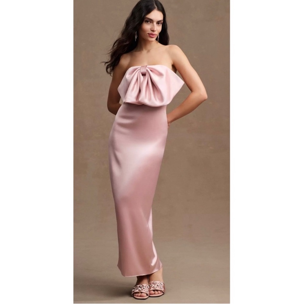 Ronny Kobo Satin pink maxi dress